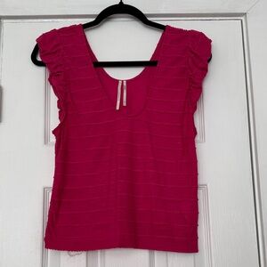 Anthropologie Fuchsia Ruffled Blouse